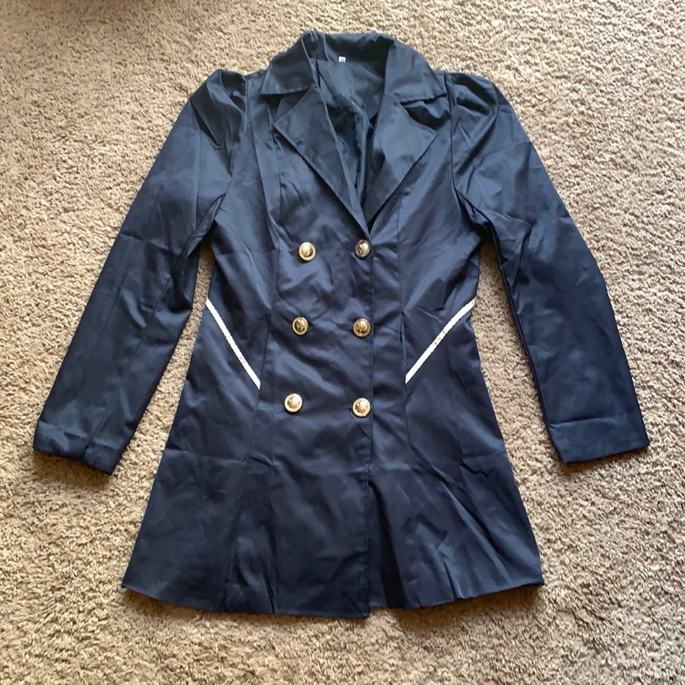 Navy Jacket with Silver Colored Buttons
